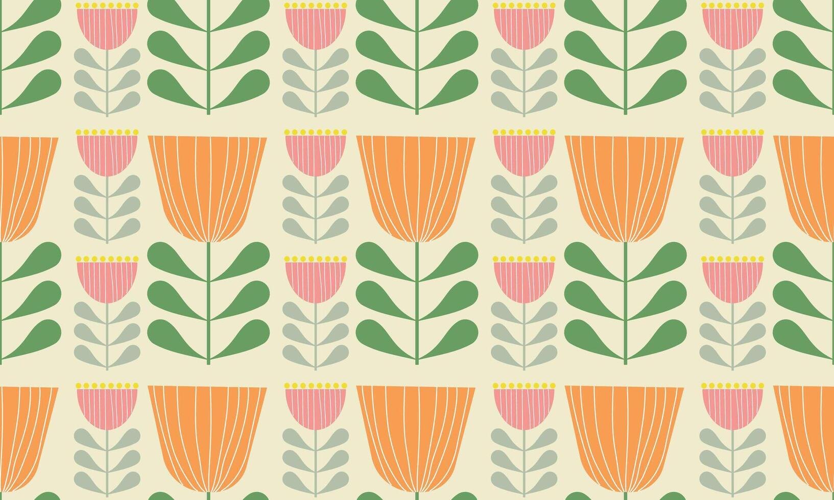 hand drawn flowers for pattern a fabric orange and pink color and yellow background designs vector