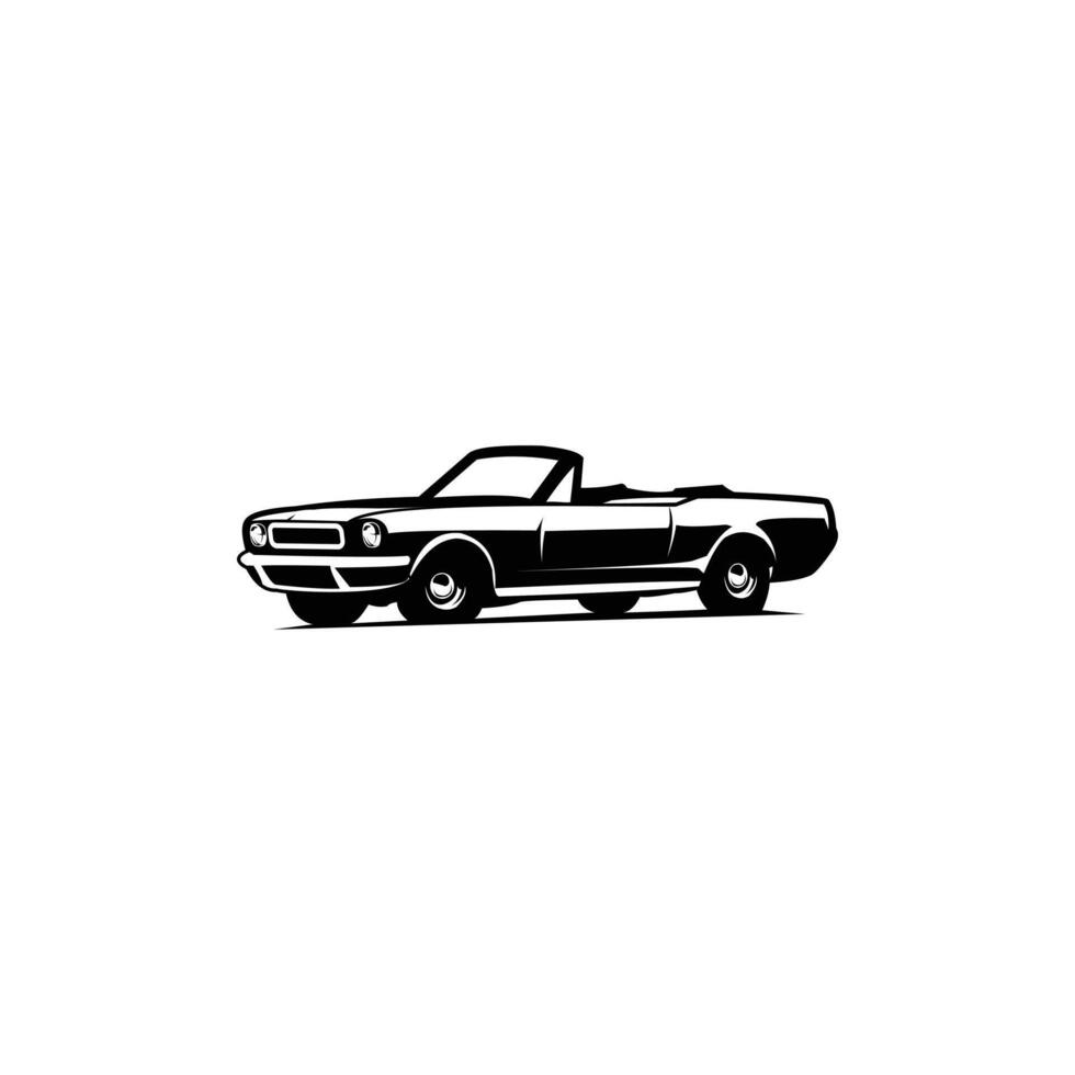 mustang car convertible logo silhouette. isolated on white background side view. Best for badge, emblem, icon and sticker design. vector