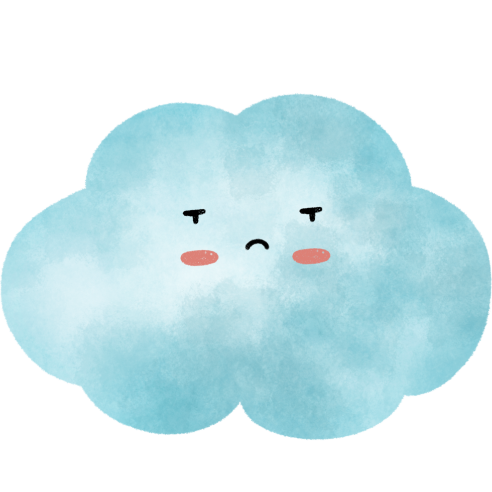 Cute Nursery Watercolor Sad Cloud Character perfect for design element png