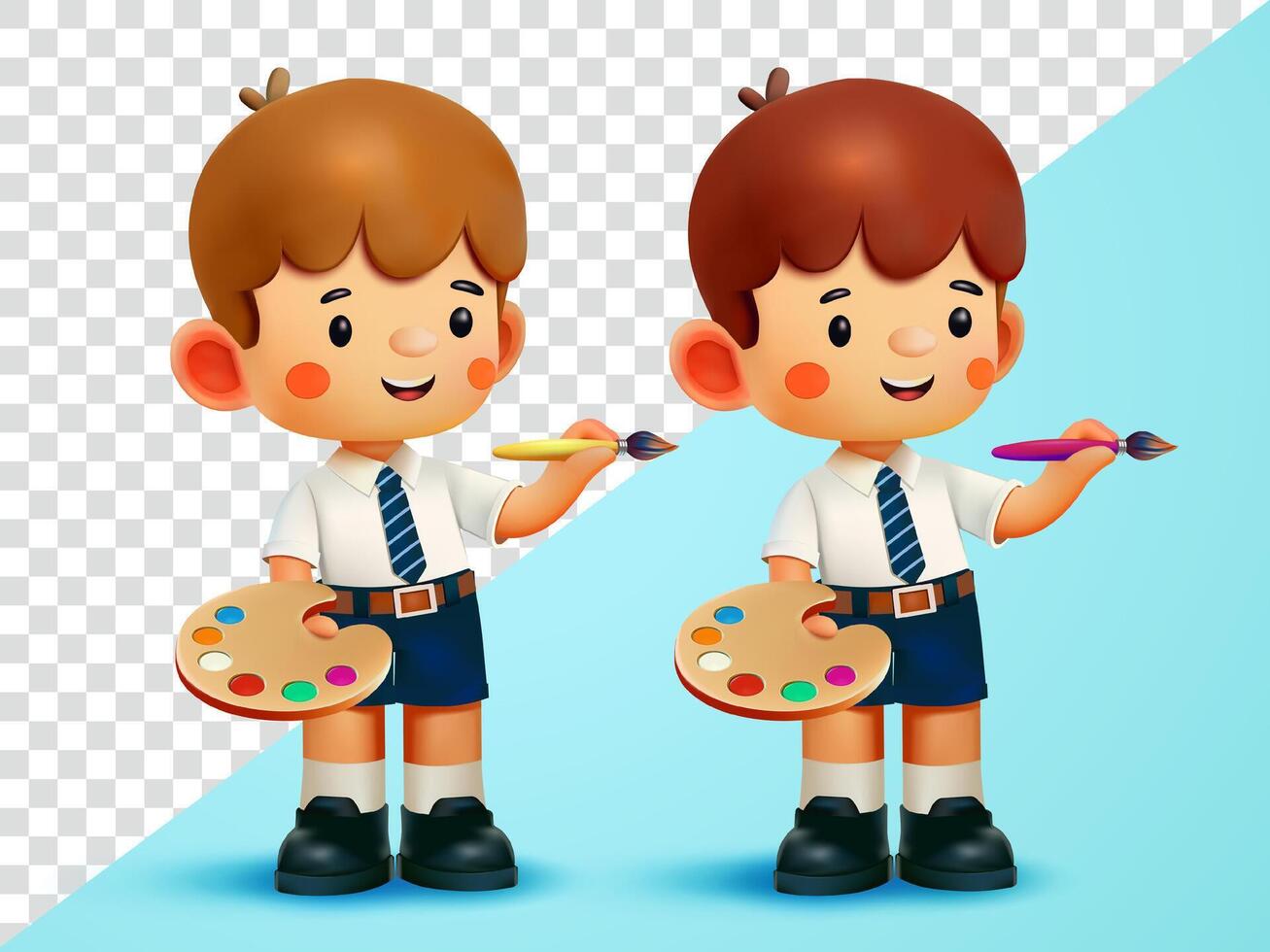 Schoolboy is painting. 3d, Suitable for education and design elements vector
