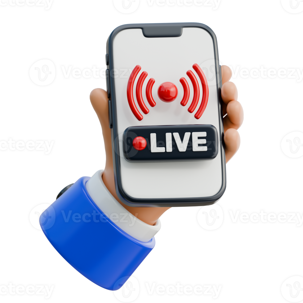 3D Hand Holding Smartphone with a live icon Icon png