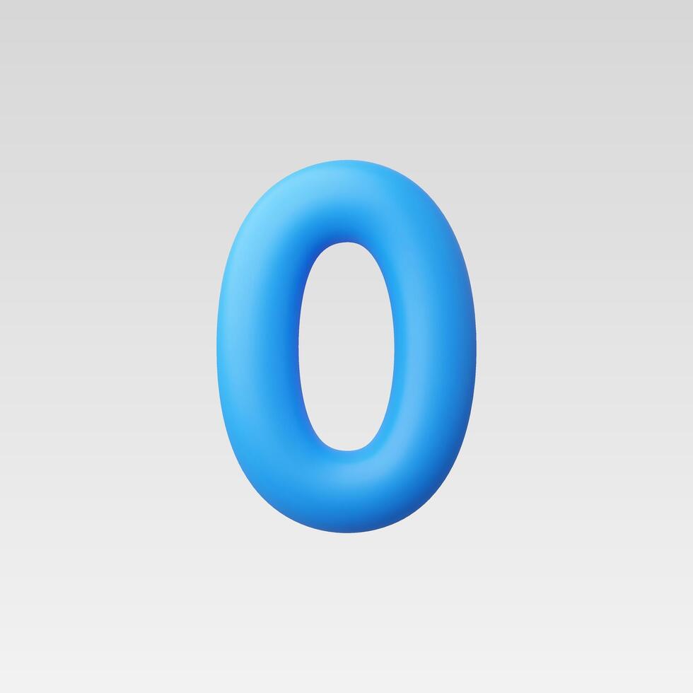 3d Realistic Number Zero illustration vector
