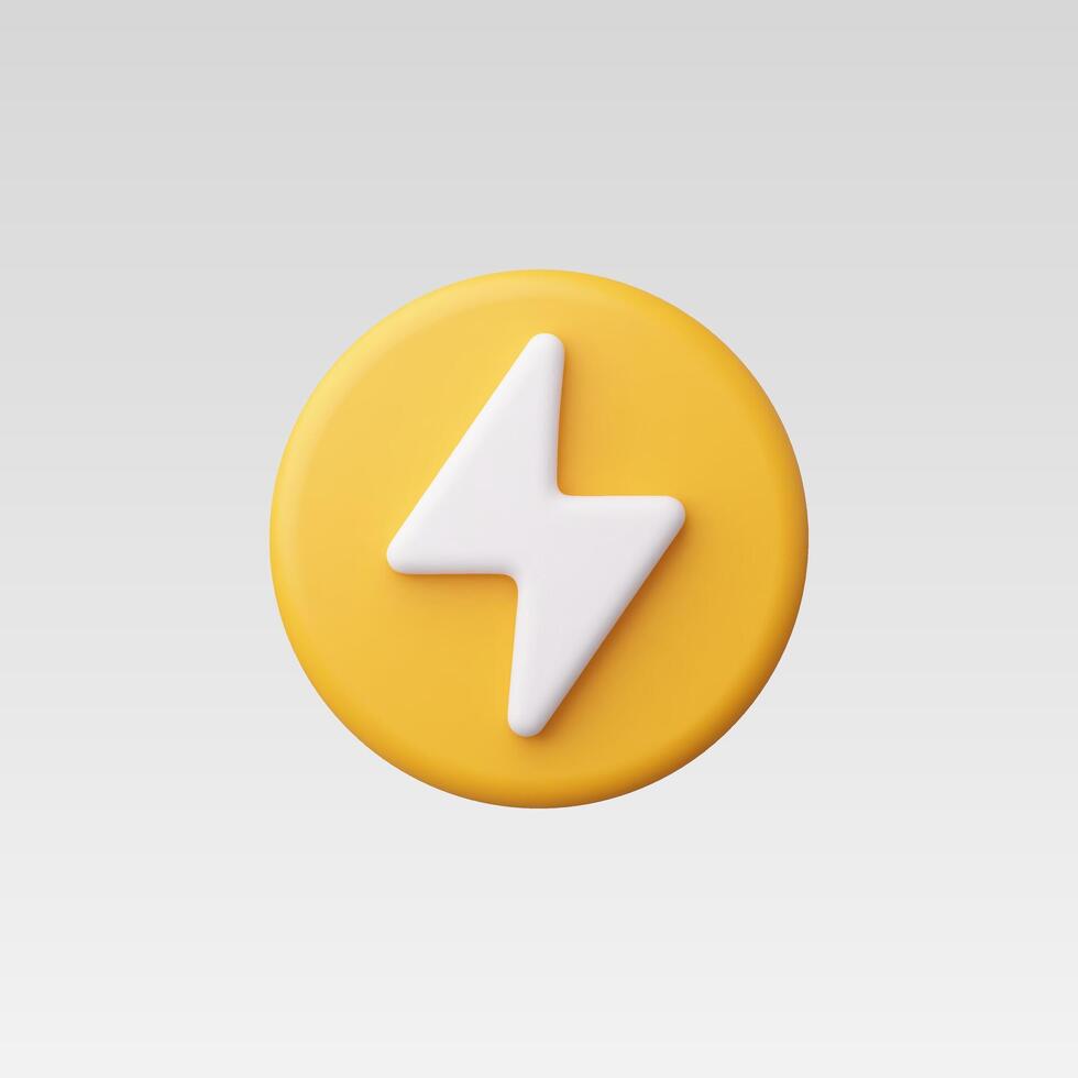 3d Realistic Charge power lightning button Illustration vector