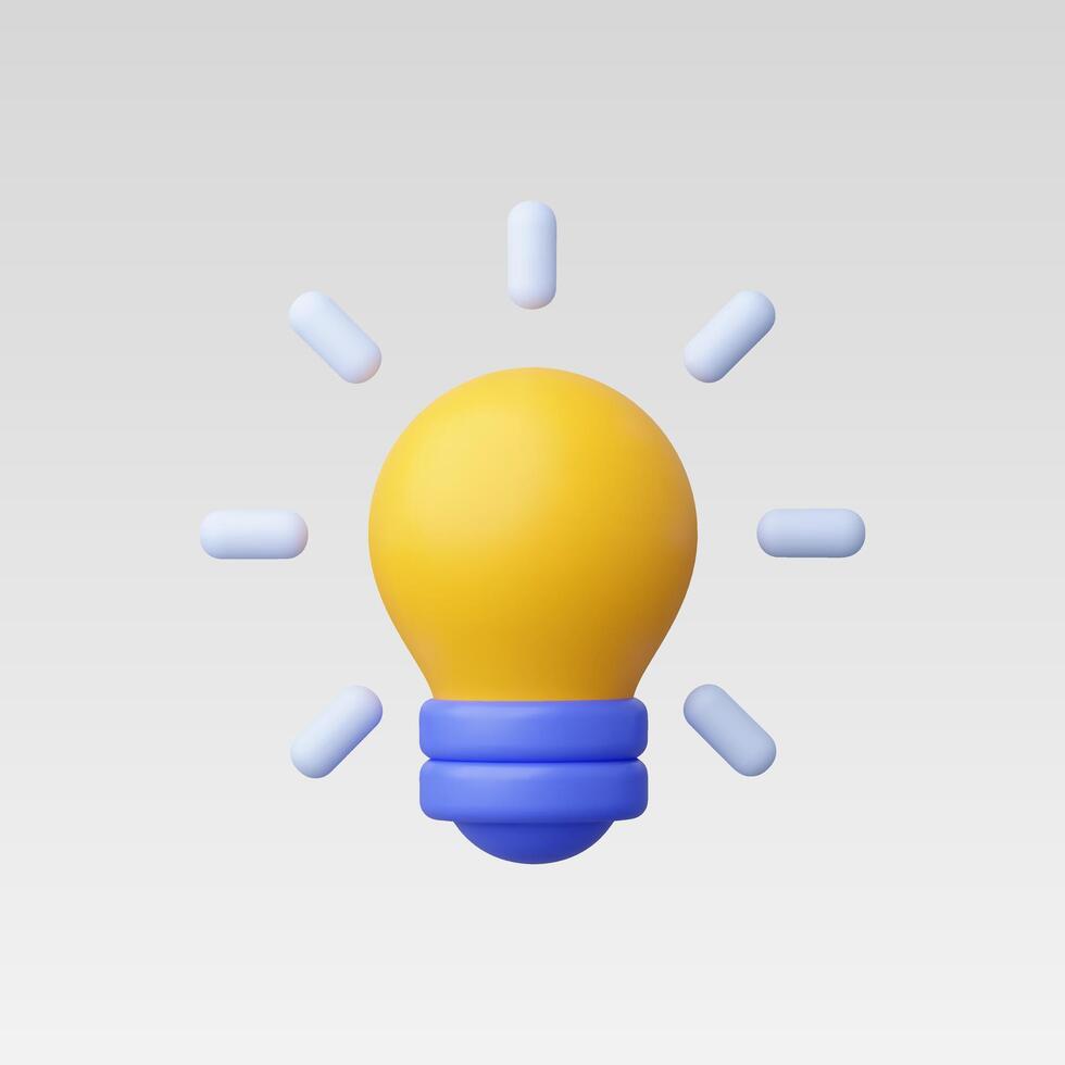 3d Realistic yellow lightbulb illustration vector
