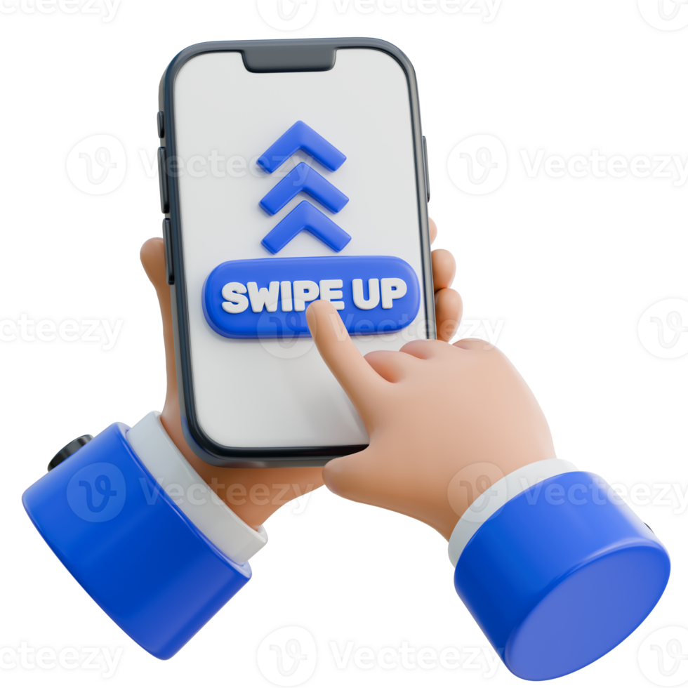 3D Hand Holding Smartphone with a swipe up gesture Icon png