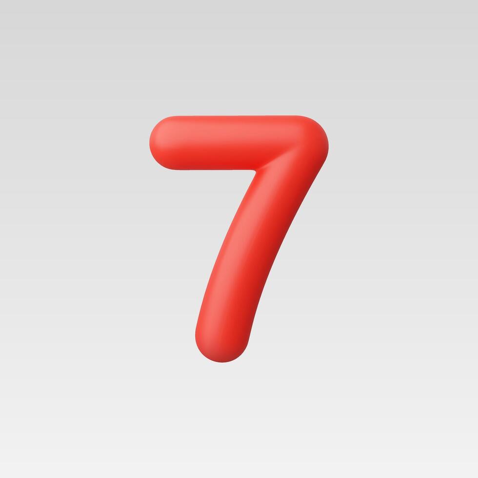 3d Realistic Number Seven illustration vector