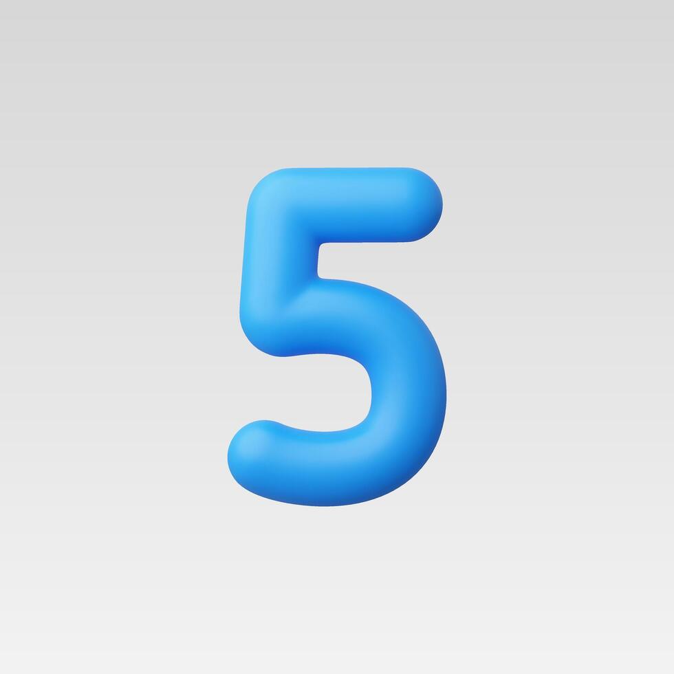 3d Realistic Number Five illustration vector