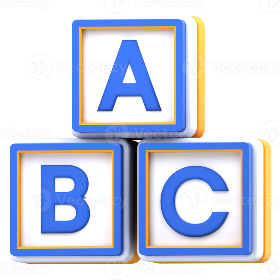 3d illustration alphabet block square isolated on the transparent background png