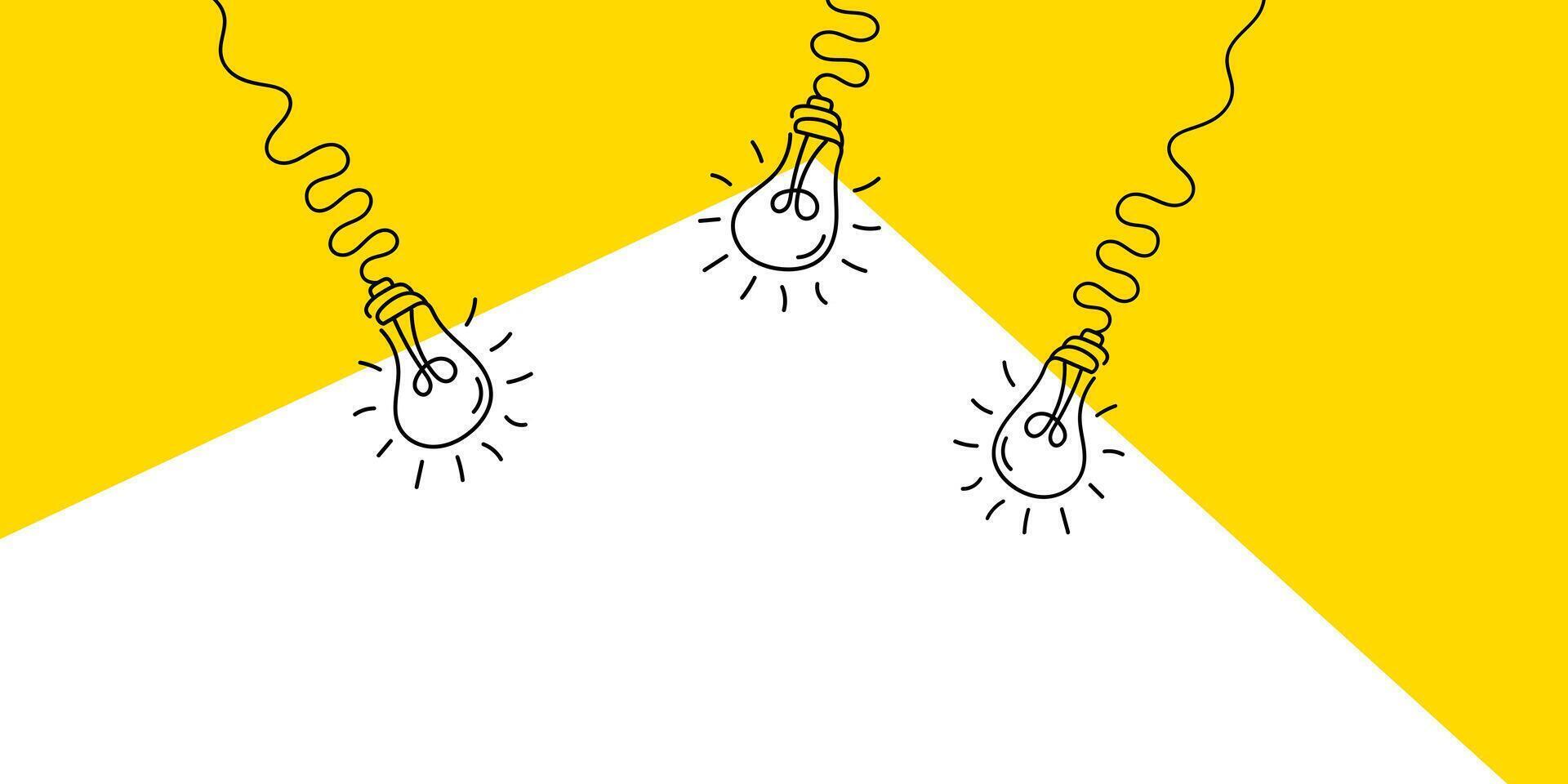 Electric hanging lamp in doodle style. FAQ. Business loading concept. Creative light bulb icon or sign ideas. vector