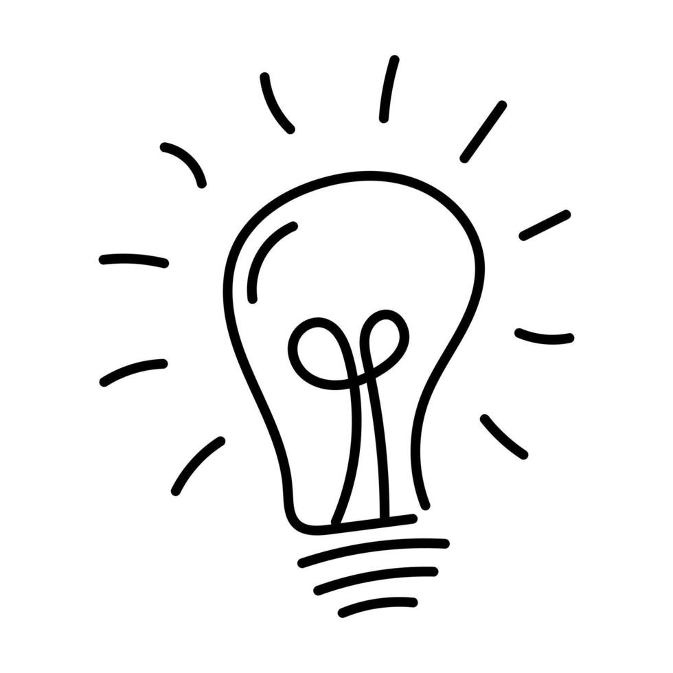 Lamp icon. Idea lamp icon hand drawn illustration. vector