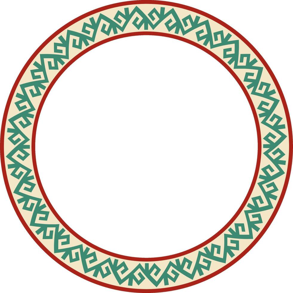 colored round Kazakh national ornament. Ethnic pattern of the peoples of the Great Steppe, Mongols, Kyrgyz, Kalmyks, Buryats. circle, frame border. vector