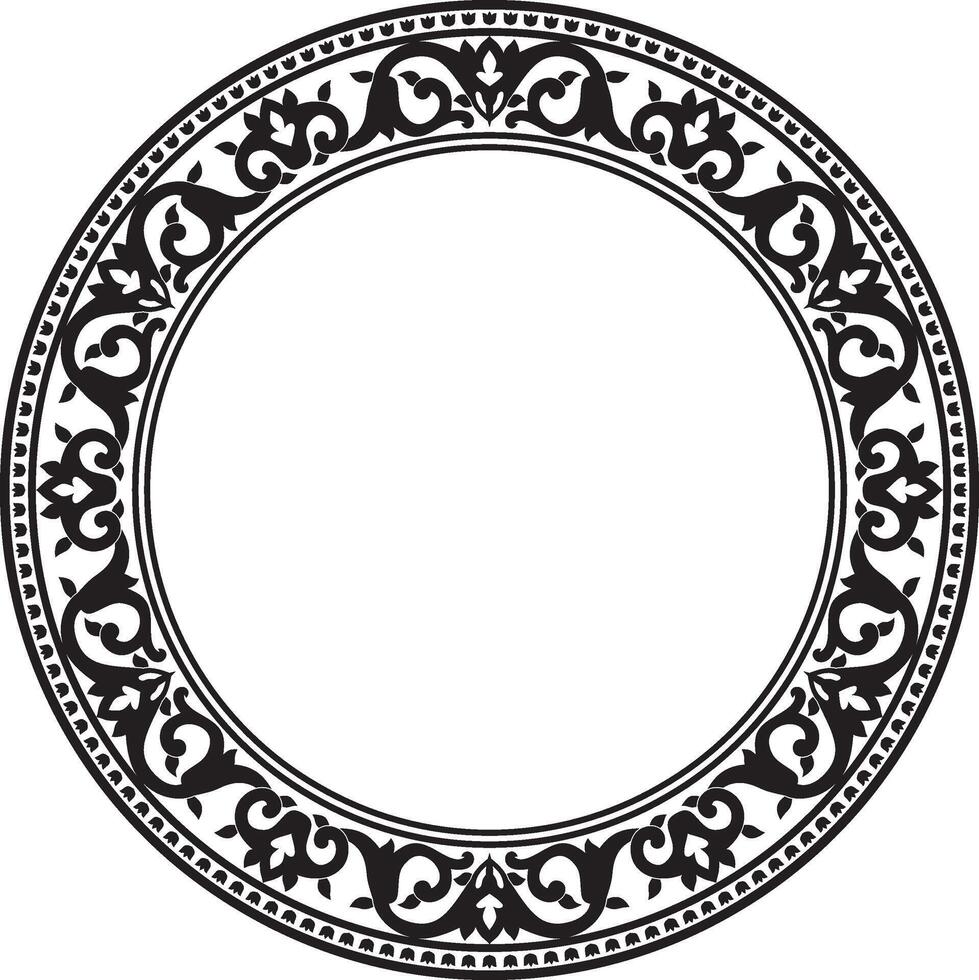 monochrome black round turkish ornament. Endless ottoman national border, frame. vector