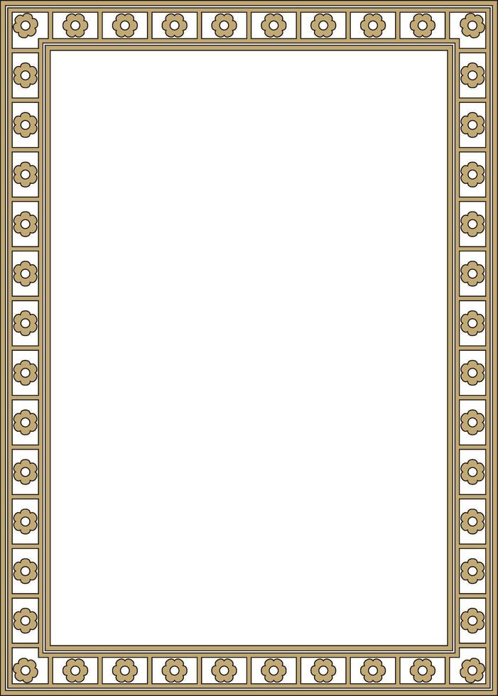 black and gold square gothic ornament. Medieval European rectangle, border. Classic pattern of the Germans, Angles, Saxons, Franks. vector