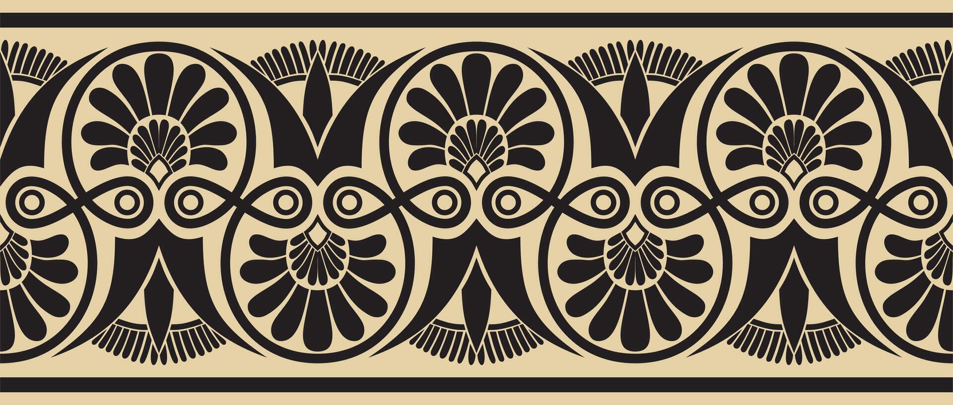 golden and black seamless ornament of ancient Greece. Classic Endless pattern frame border Roman Empire. vector