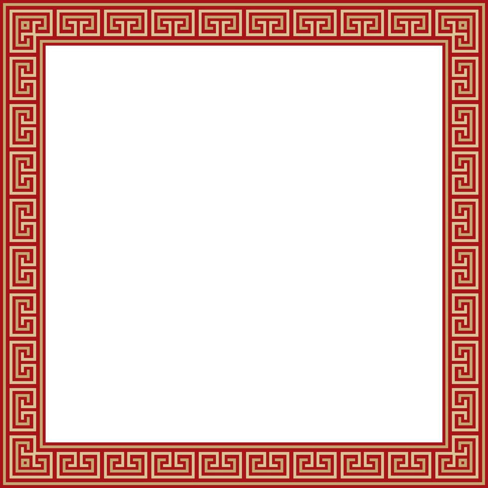 gold and black classic Greek square ornament. Rectangle of Ancient Greece and Roman Empire. Byzantine painting of walls, floors and ceilings. Decoration of European palaces. vector