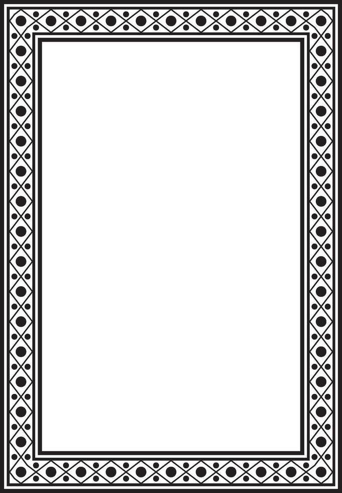square black monochrome ancient Russian ornament. Slavic rectangle, border, frame. Painting of the royal chambers. vector