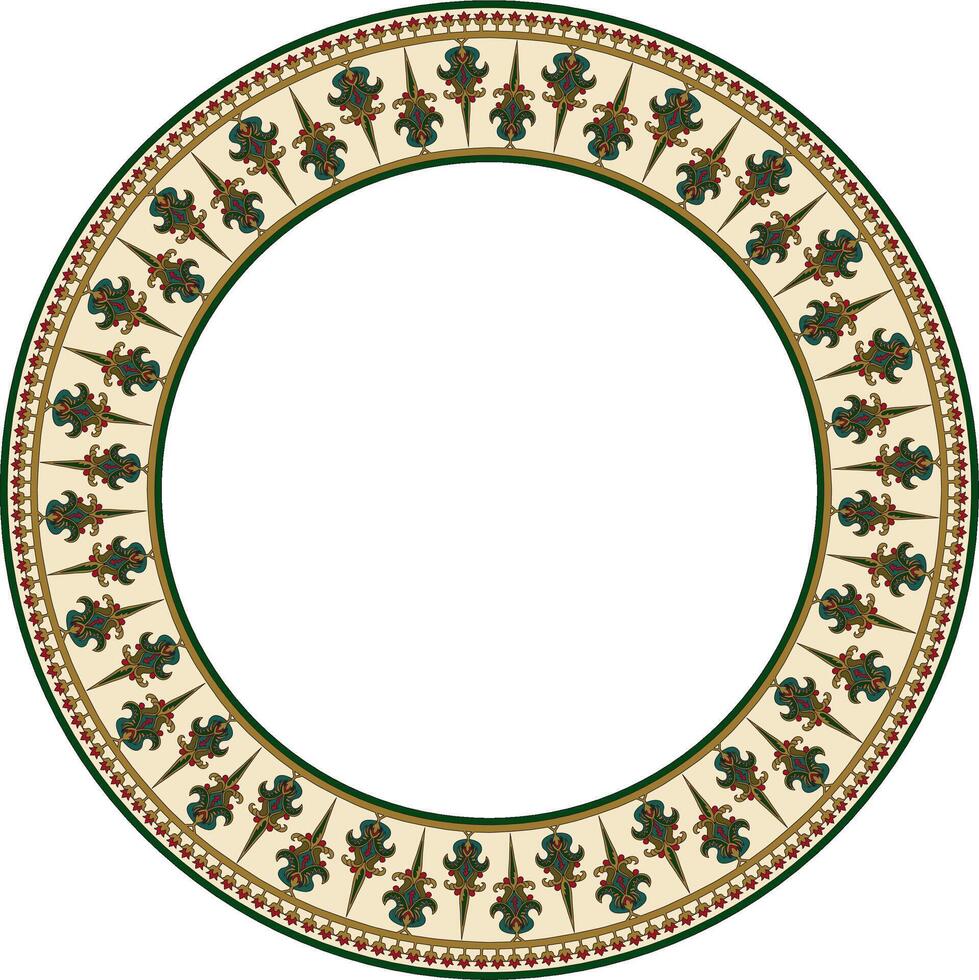 colorful round byzantine ornament. Circle, border, frame of ancient Greece and Eastern Roman Empire. Decoration of the Russian Orthodox Church. vector