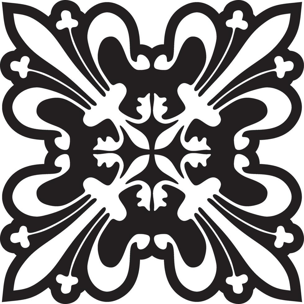 black monochrome gothic ornament, stencil. Medieval European art. Traditional patterns of Catholic cathedrals. vector