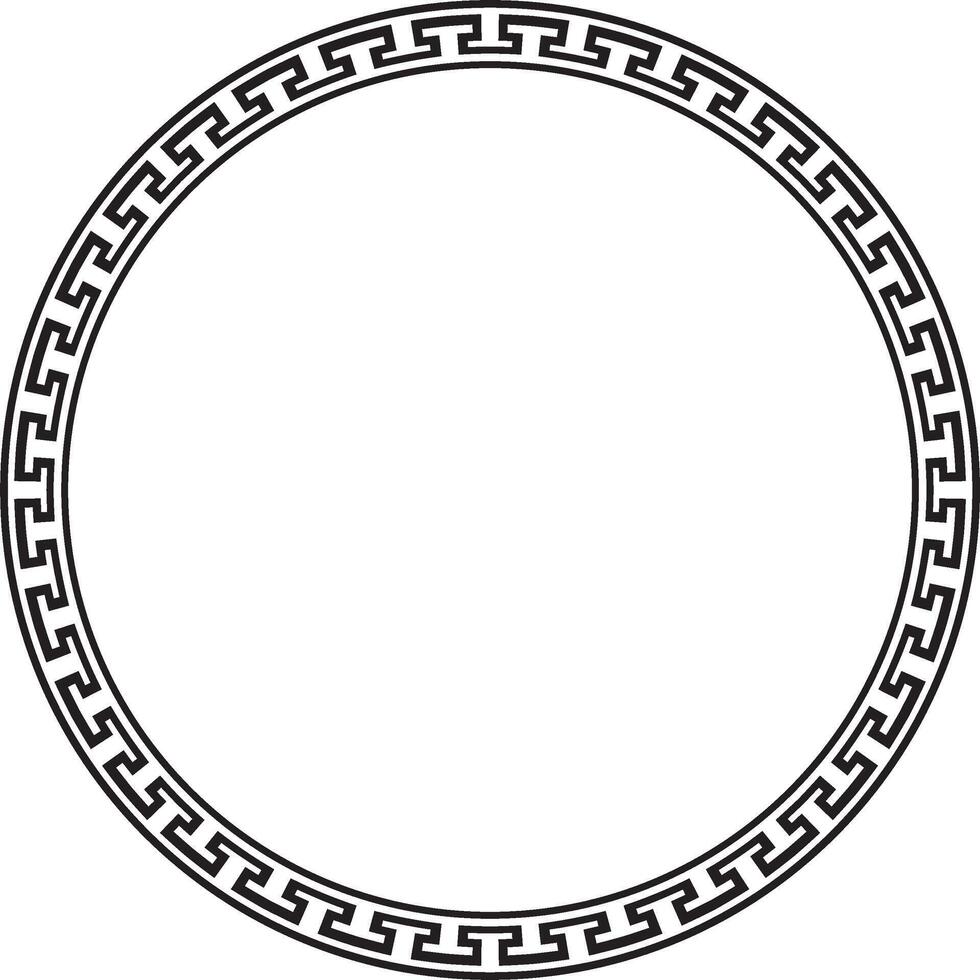 monochrome round Chinese ornament. Circle border, east asian frame. Korea pattern, Taiwan, Hong Kong. vector