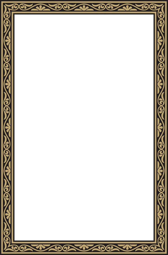 gold and black square classic byzantine ornament. Rectangle, border, Ancient Greece, Eastern Roman Empire frame. Decoration of the Russian Orthodox Church vector