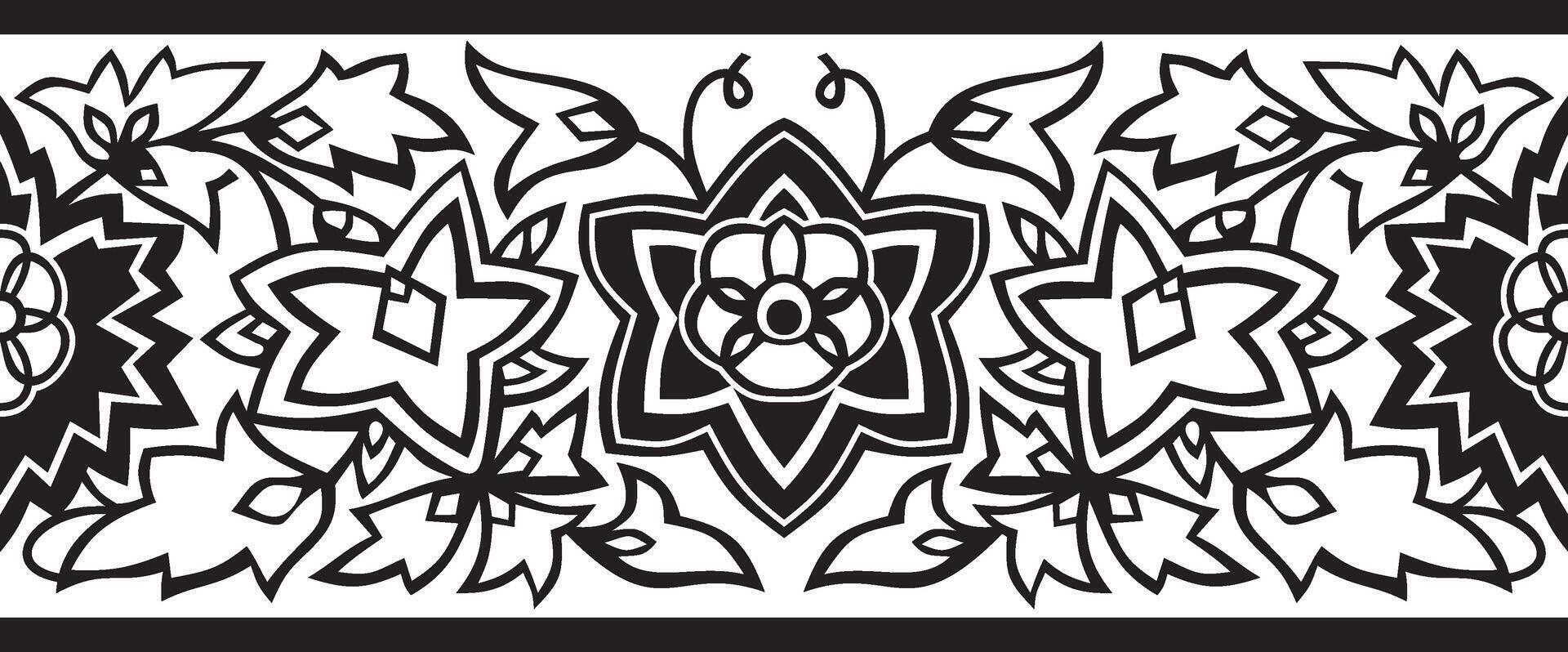 seamless black monochrome national Indian ornament. Endless ethnic pattern of indus civilization vector