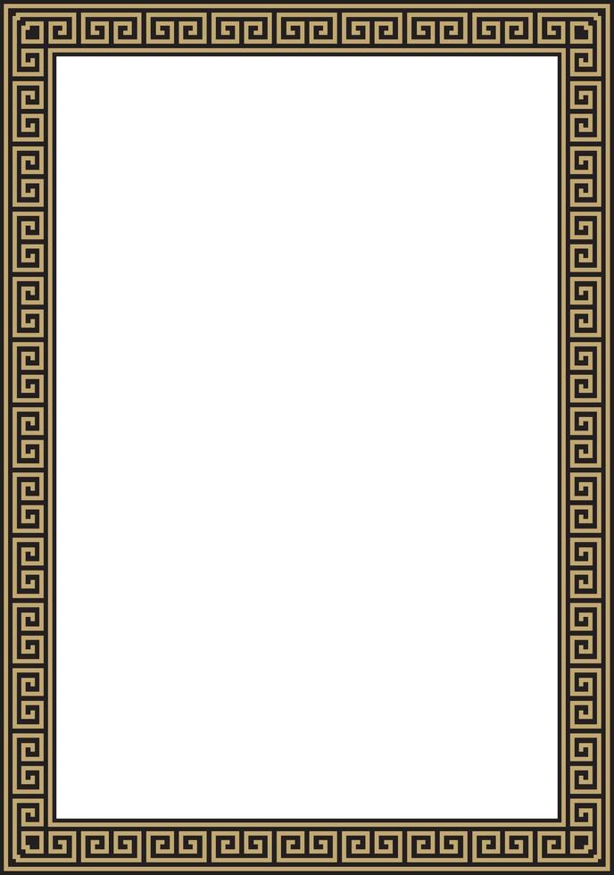 gold and black classic Greek square ornament. Rectangle of Ancient Greece and Roman Empire. Byzantine painting of walls, floors and ceilings. Decoration of European palaces. vector