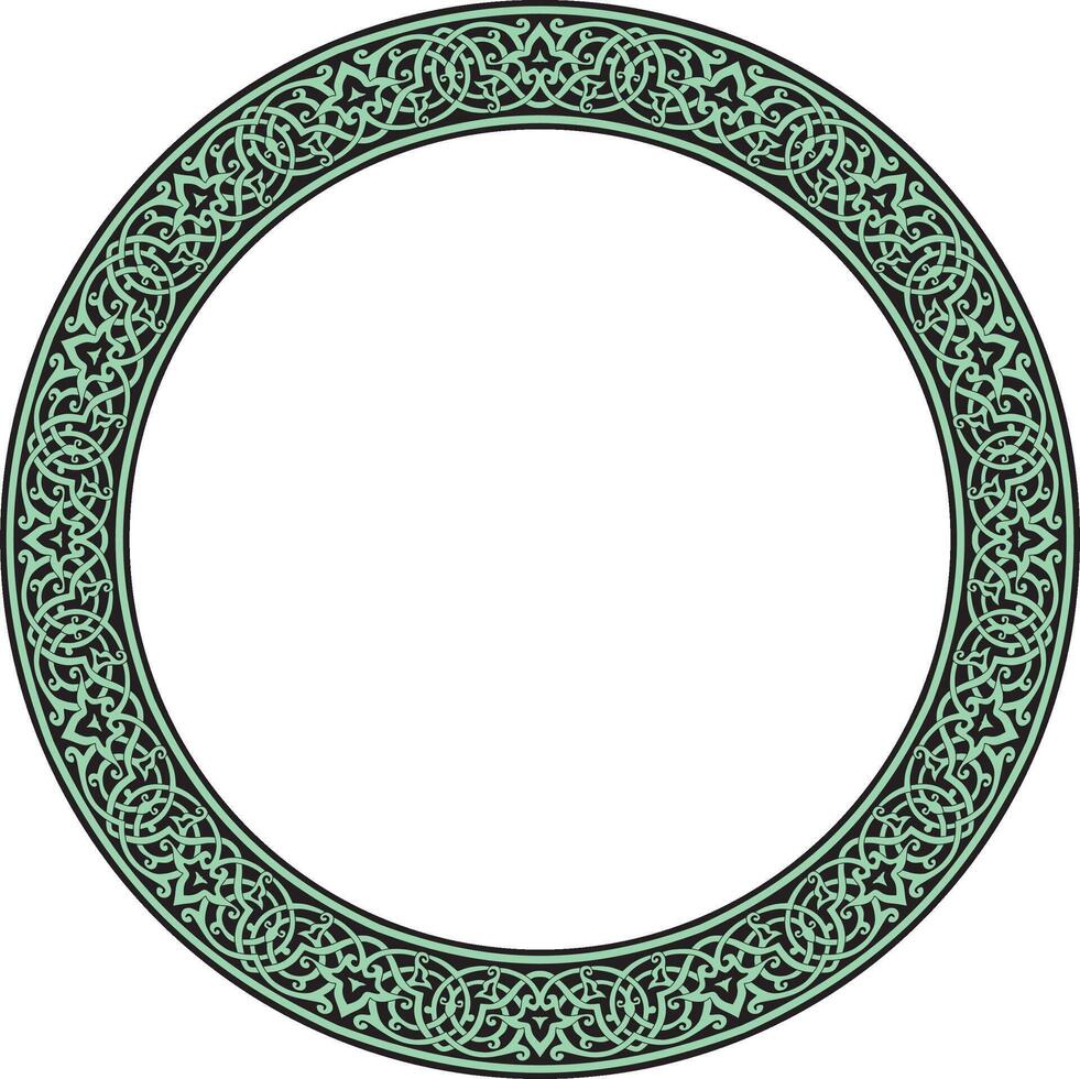 green round oriental ornament. Arabic patterned circle of Iran, Iraq, Turkey, Syria. Persian frame, border. vector