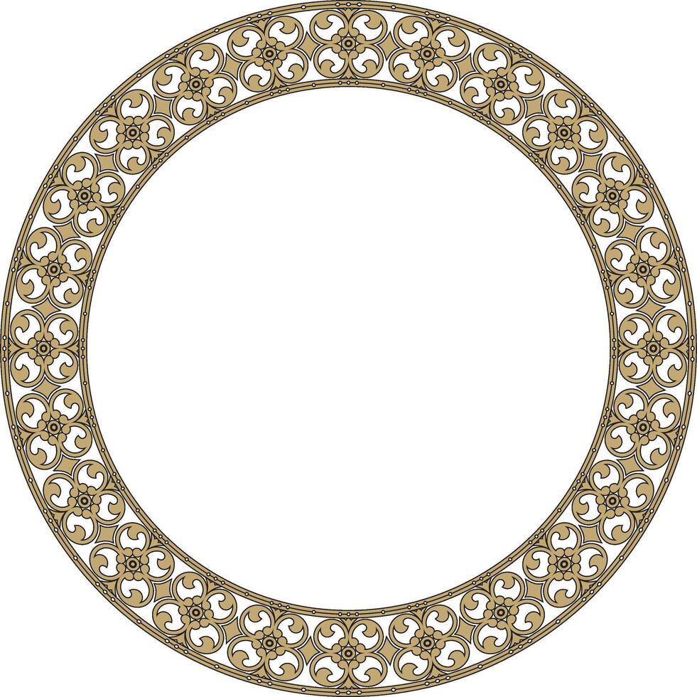 round gold and black ancient Russian ornament. Slavic border, frame. Circle, ring. Painting of the royal chambers. vector