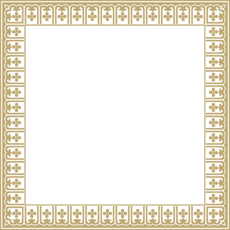 golden Chinese rectangle, frame. Square ornaments of oriental peoples, korea, taiwan, china, hong kong, indonesia vector