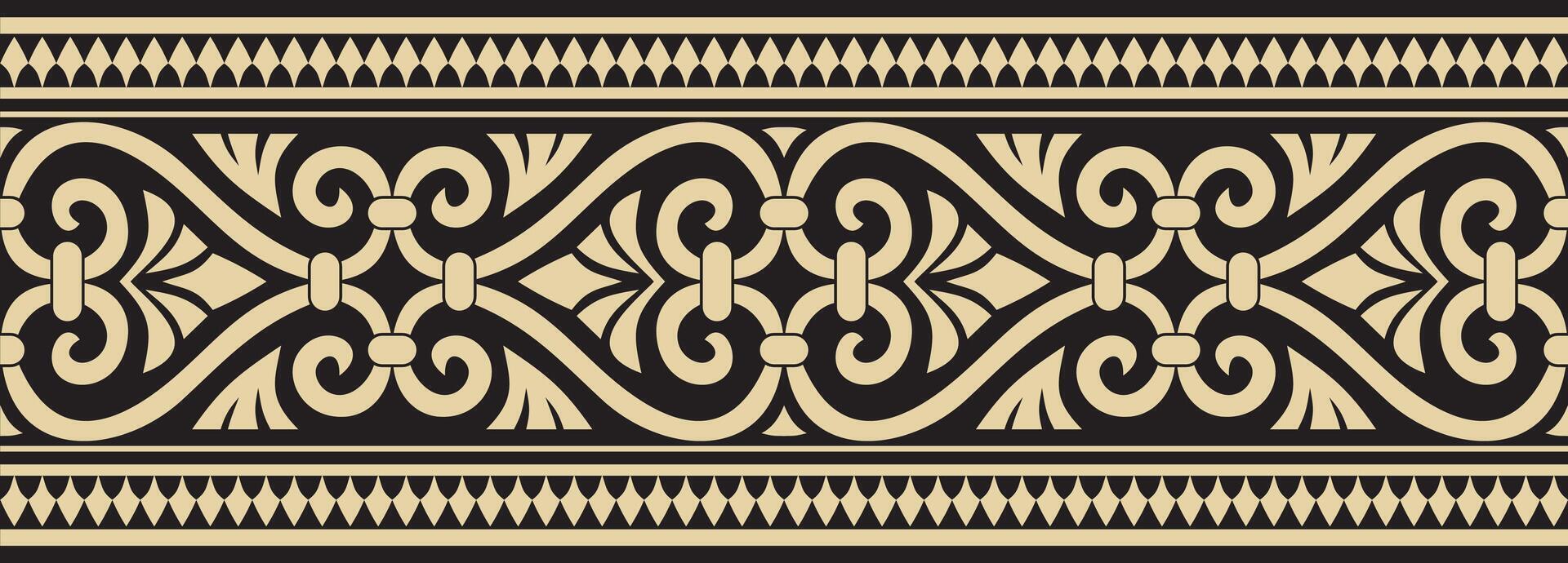 golden and black seamless ornament of ancient Greece. Classic Endless pattern frame border Roman Empire. vector