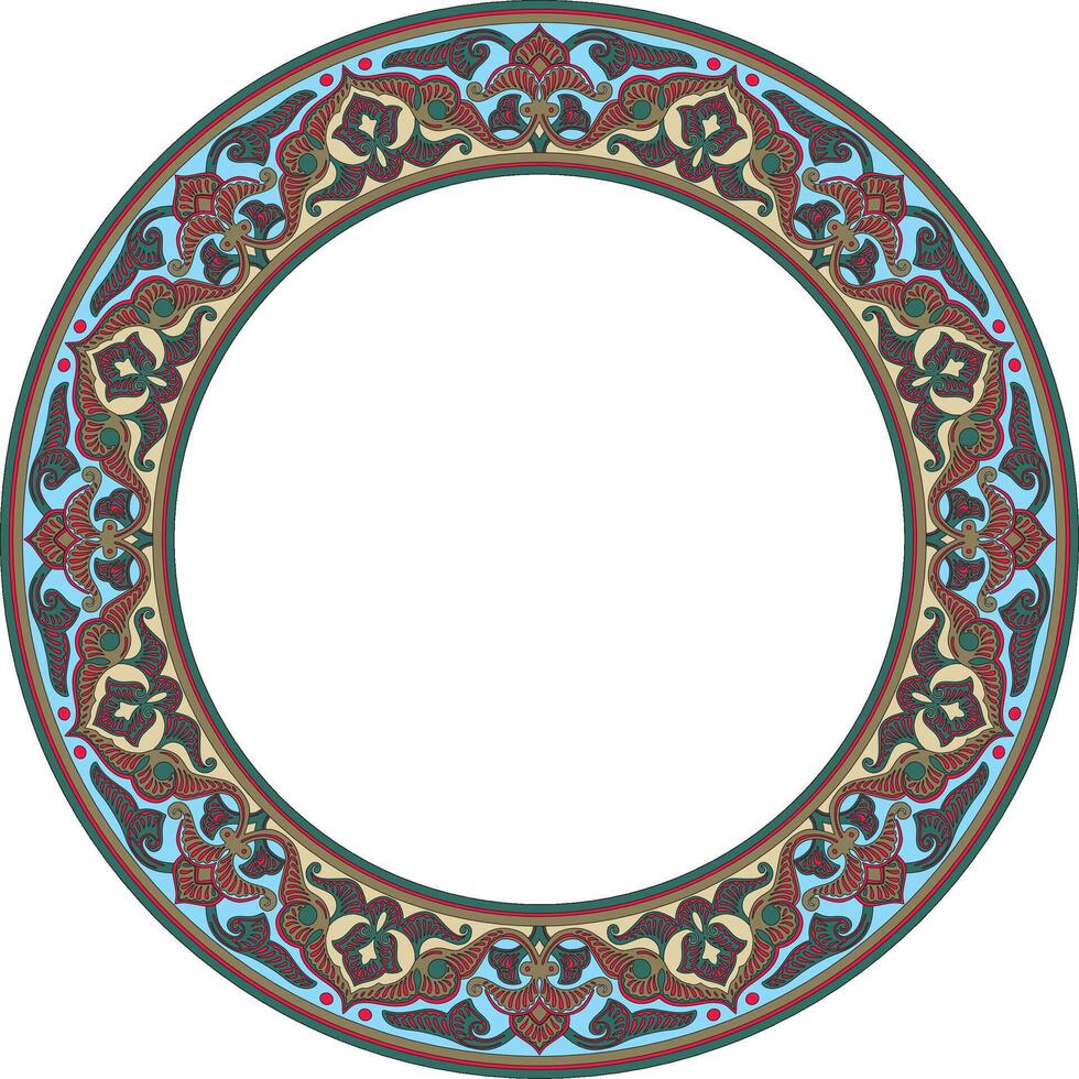 colored round oriental ornament. Arabic patterned circle of Iran, Iraq, Turkey, Syria. Persian frame, border. vector