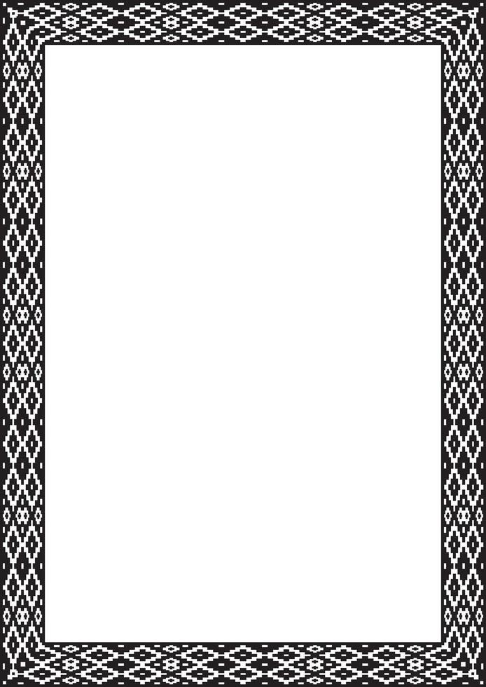 black monochrome square belarusian national ornament frame. Ethnic pattern rectangle of Slavic peoples, Russian, Ukrainian, Serb, Pole, Bulgarian. Cross stitch template vector