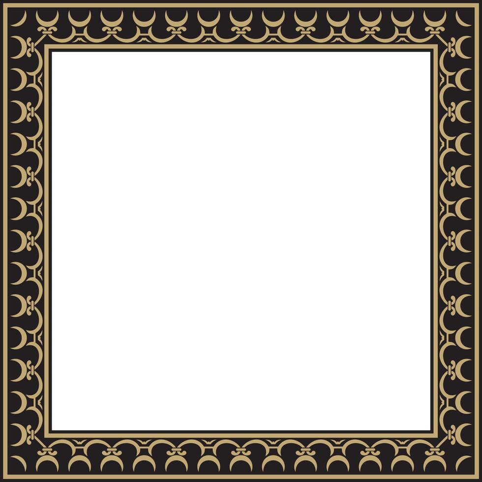 gold and black square classic renaissance ornament. Rectangle, european border, revival style frame vector