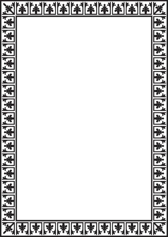 black monochrome square stencil classic byzantine ornament. Rectangle, border, Ancient Greece, Eastern Roman Empire frame. Decoration of the Russian Orthodox Church vector
