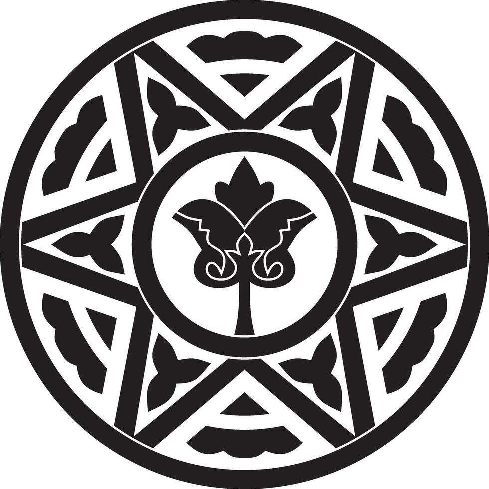 black monochrome round ancientVector black monochrome round ancient Byzantine ornament. Classical circle of the Eastern Roman Empire, Greece. Pattern motifs of Constantinople. vector
