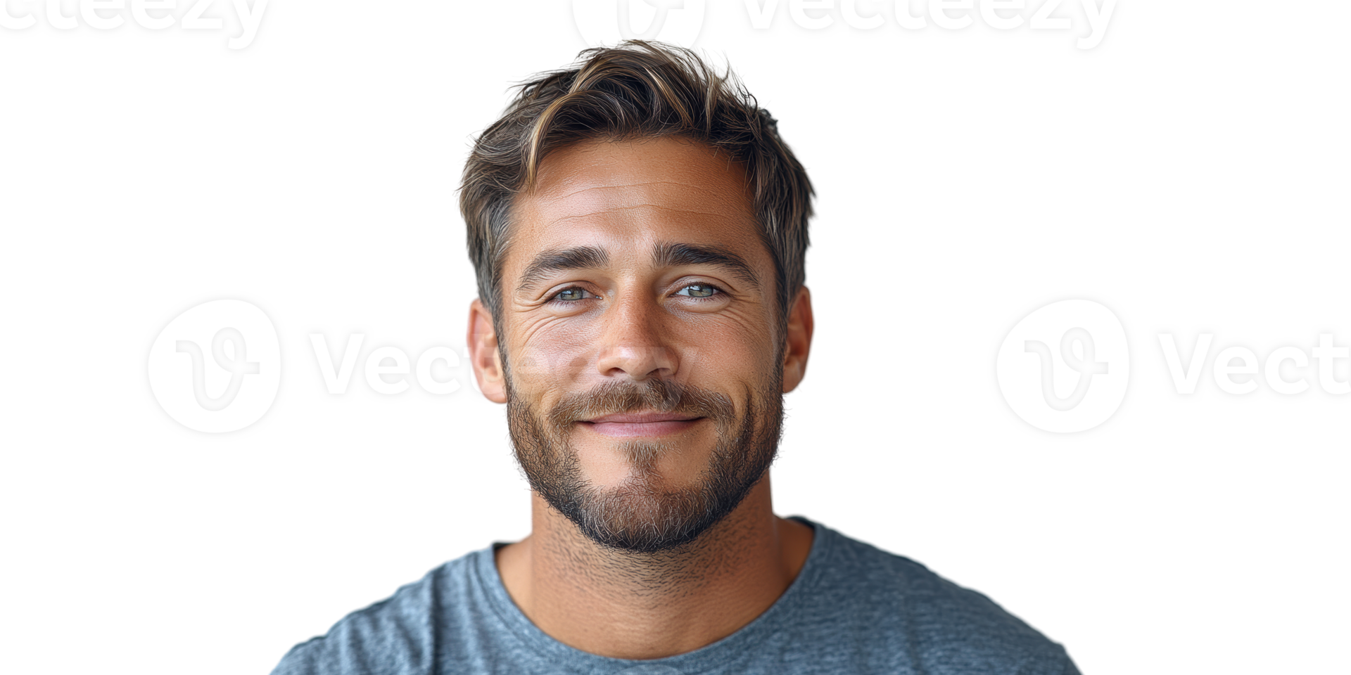 Smiling Bearded Man Isolated on Transparent Background png