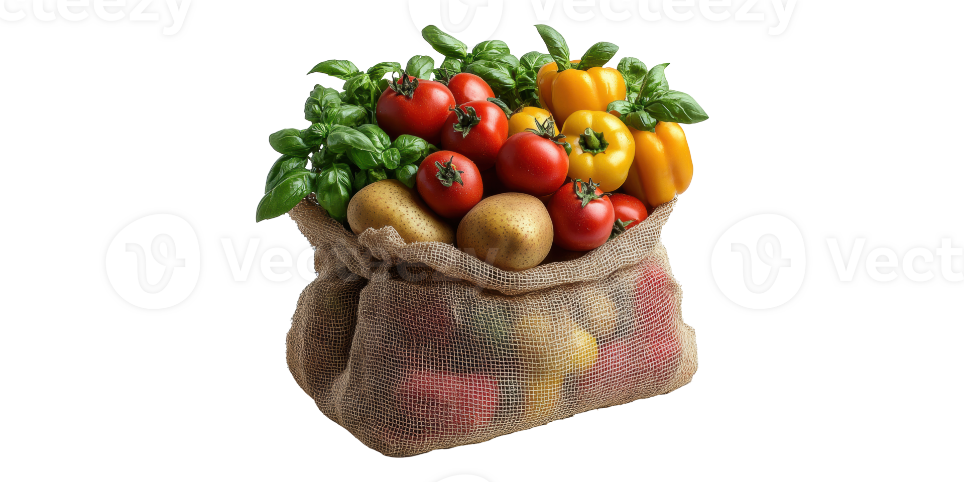 Bag of Fresh Vegetables Isolated on Transparent Background png