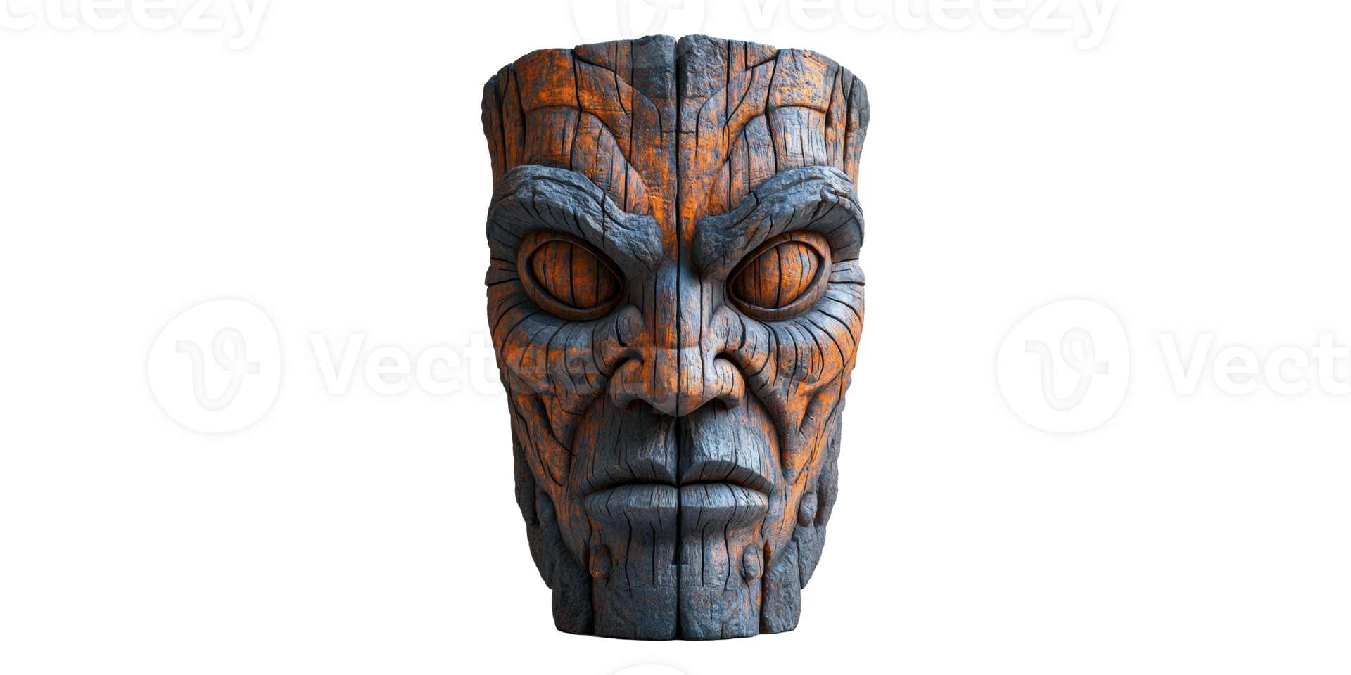 Wooden Mask With Angry Expression Isolated on Transparent Background png