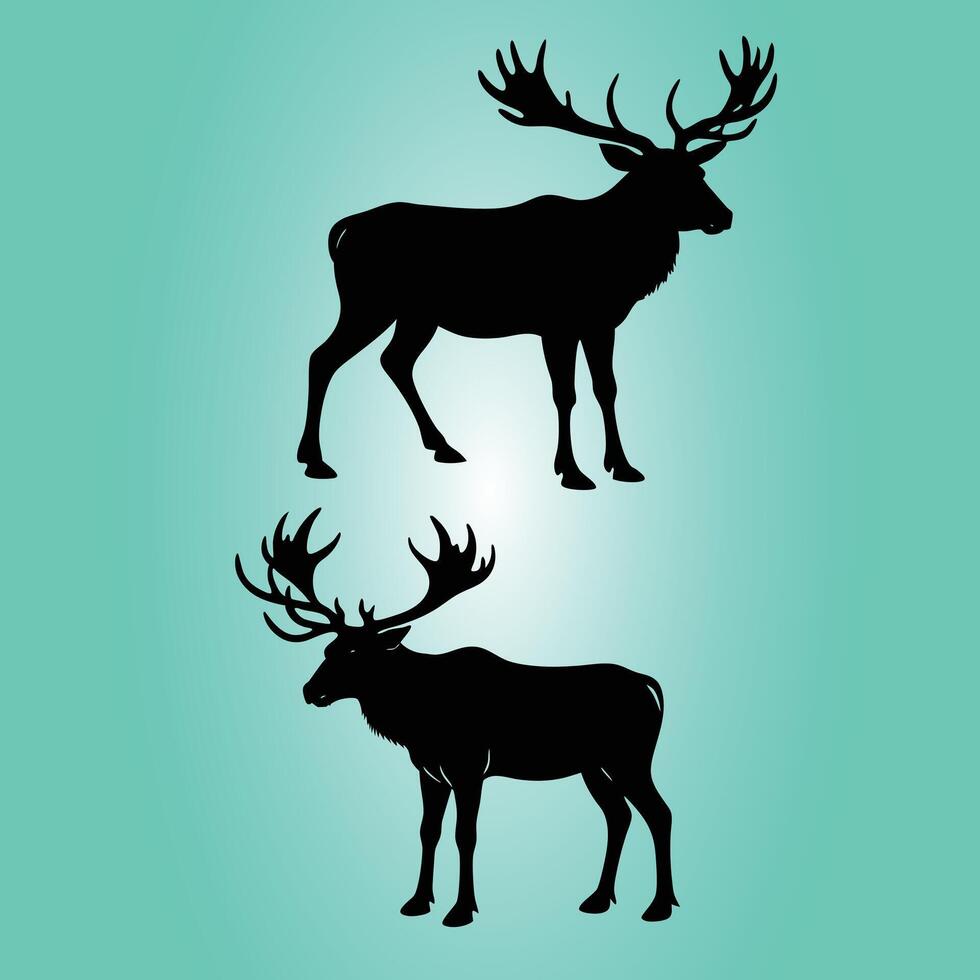 Elk black Silhouette icon with white background. vector