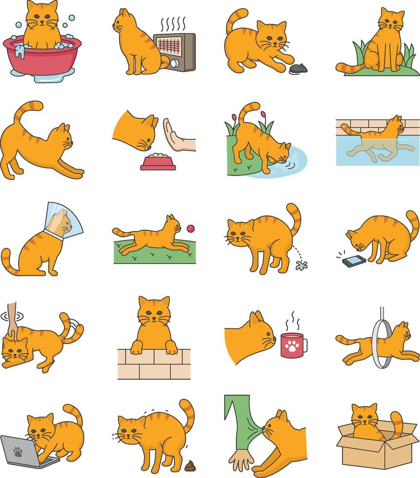 Cat Activities Icons vector