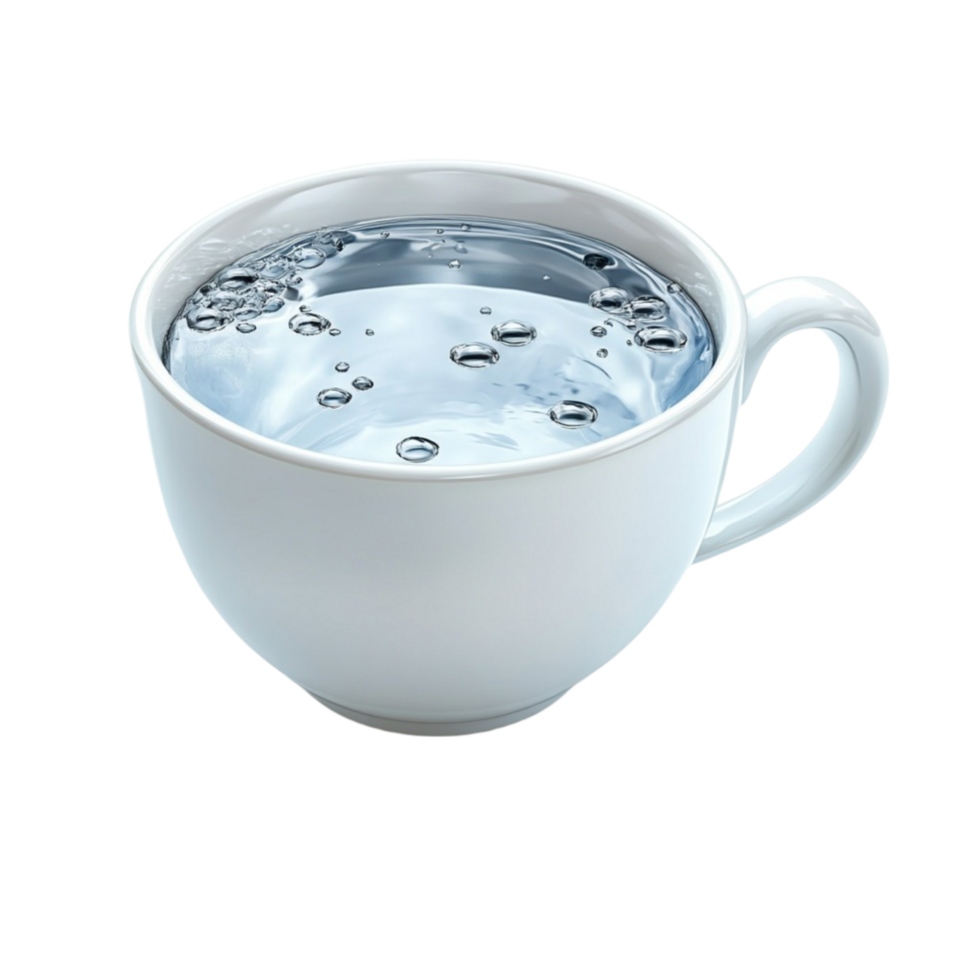 A cup of water with bubbles on a transparent background. png