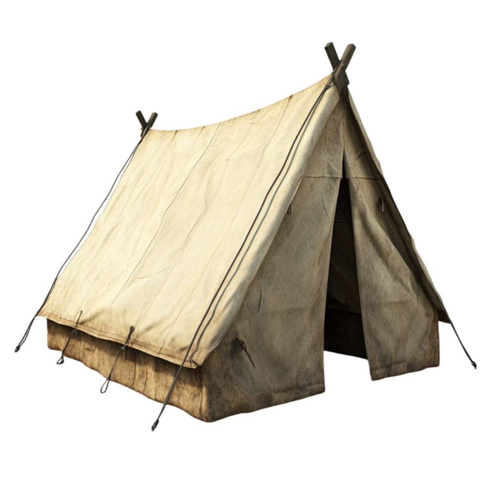 A tent is shown on a transparent background. png