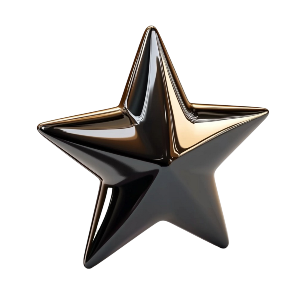 A shiny black star on a transparent background. png