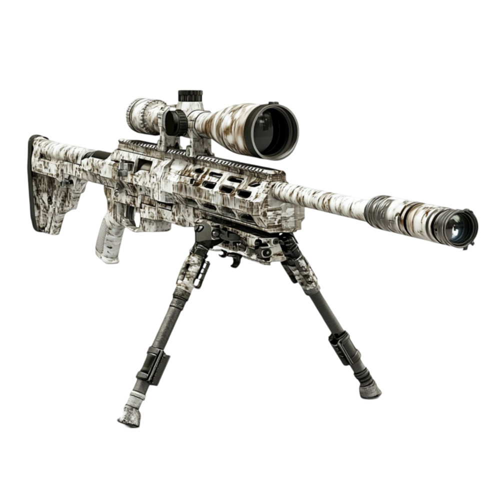 A rifle with a scope and a scope on it transparent background. png