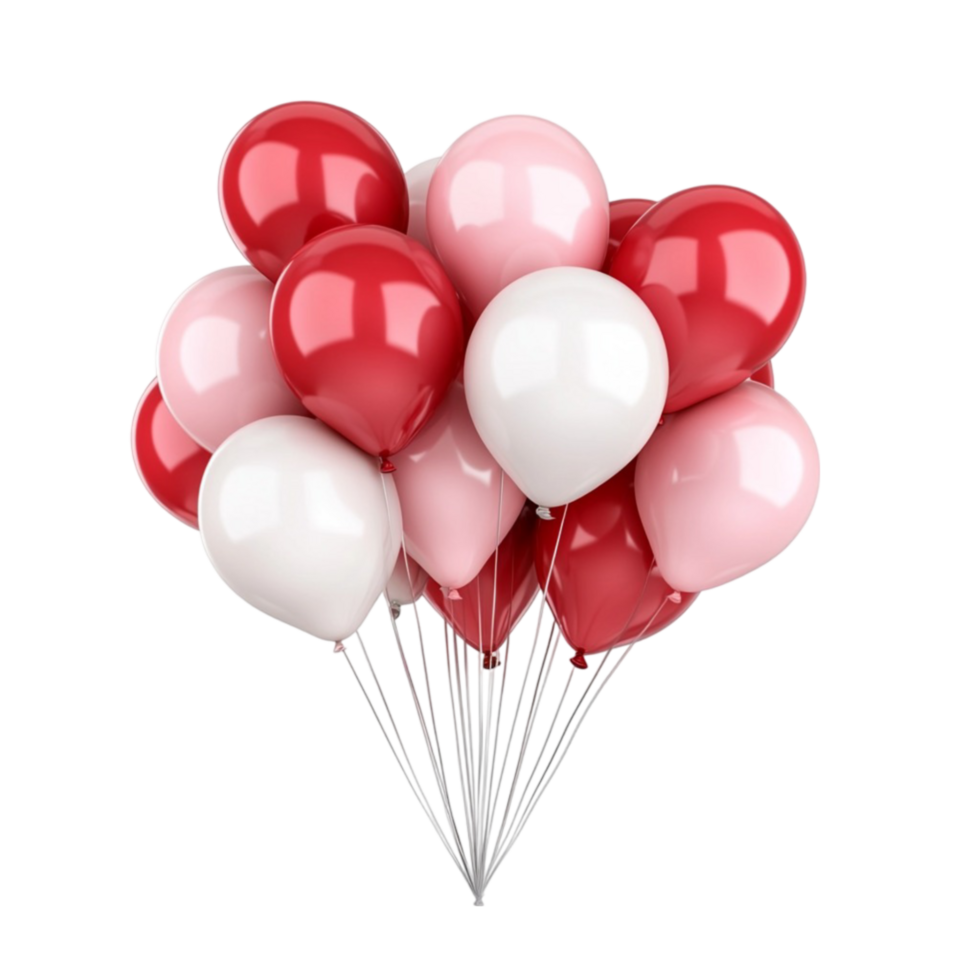 A bunch of red and white balloons transparent background. png