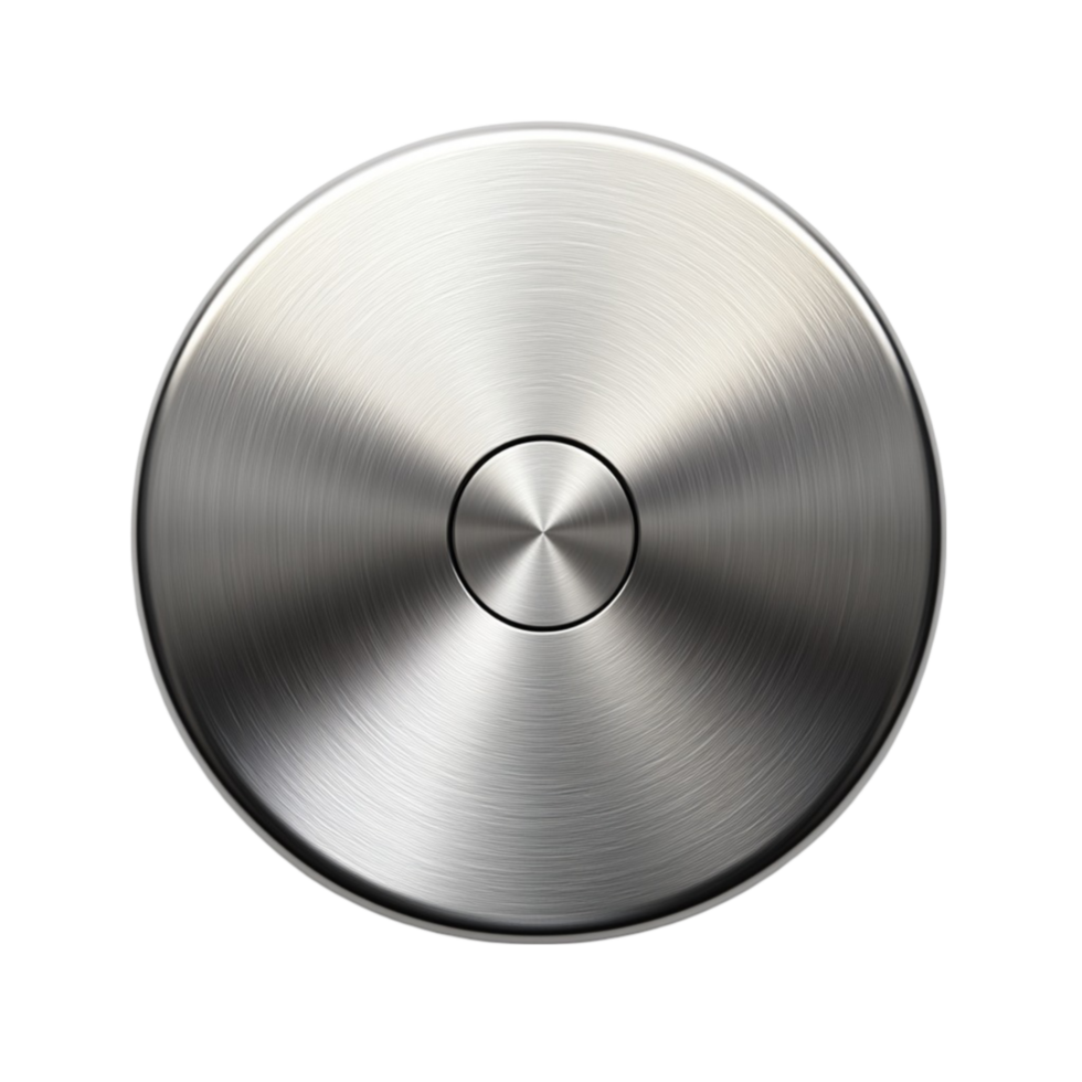 A metal button on a transparent background. png