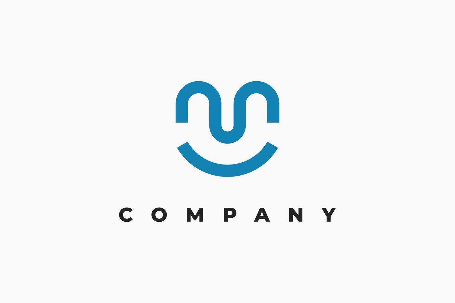 blue smile letter m minimal logo vector