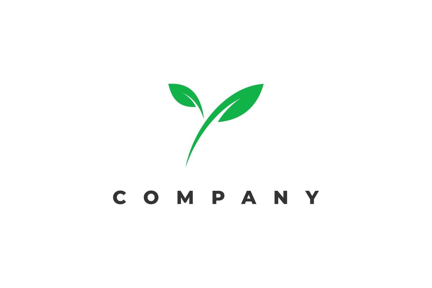 letter y green leaf logo design vector