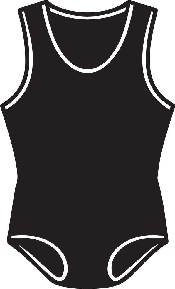 A black and white illustration of a swimsuit vector