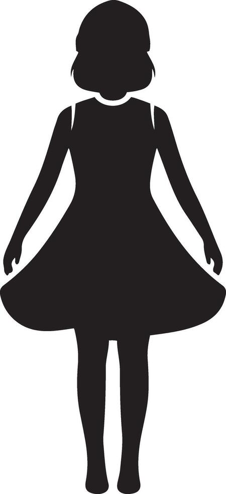 A silhouette of a girl in a dress vector